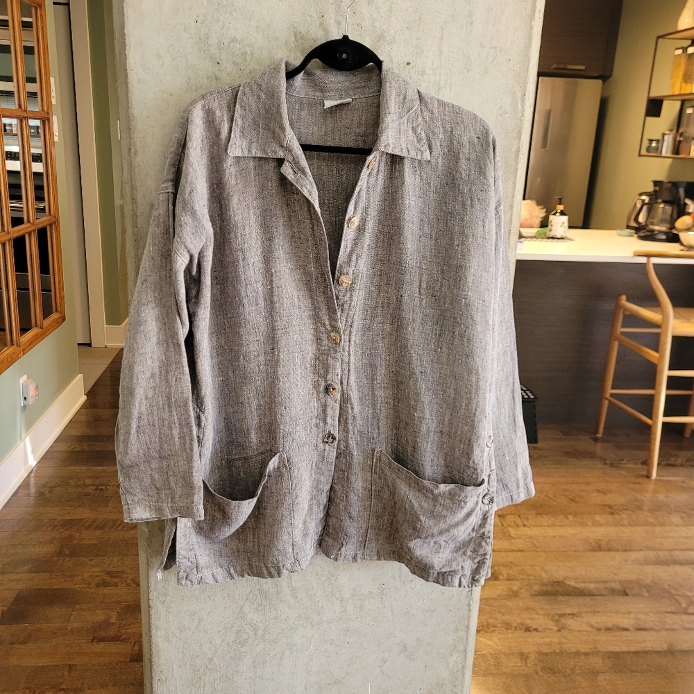 Click Linen Lightweight Jacket top Size M